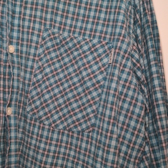 Men's Carhartt Blue Plaid Button Down Collared Long Sleeve Shirt Size Large - Picture 6 of 13